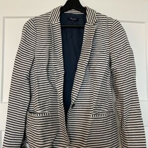Madewell Navy and Cream Striped Jacket